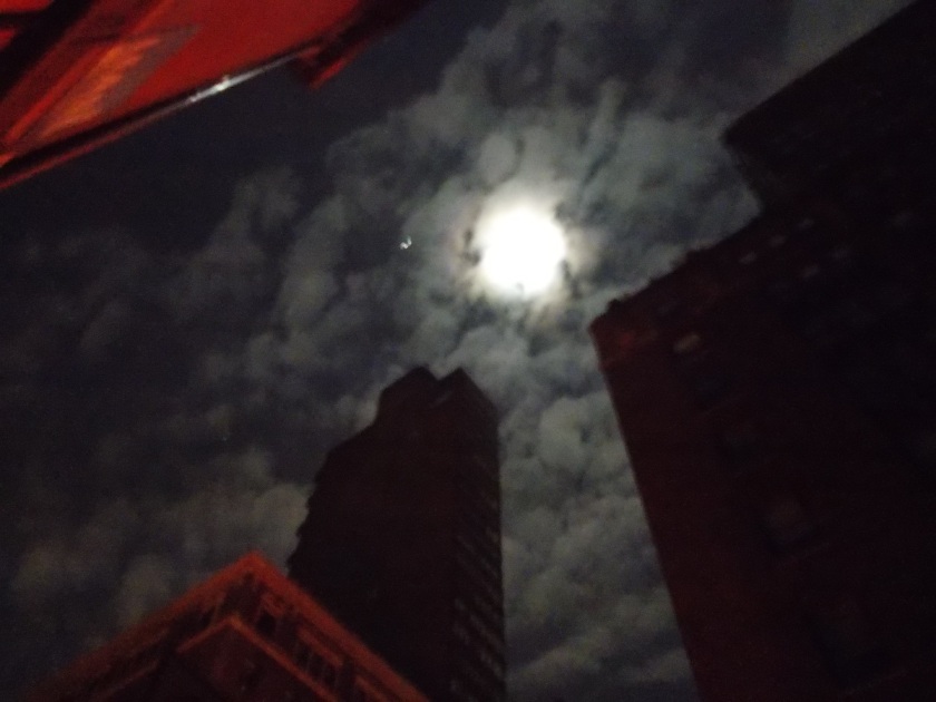 The only time the moon shone brighter than the midtown/LES skyline.